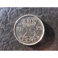 Нидерланды.25 центов.1973. С 20 копеек. Распродажа коллекции. Смотрите другие лоты.