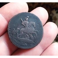 2 копейки 1757 г., перечекан.