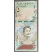 Банкнота ВЕНЕСУЭЛА 2 БОЛИВАРА 2018 ГОД . НЕ БЫЛА В ОБОРОТЕ