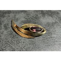 Брошь Аметист ? Прокатное золото клеймо Amerikaner AD Andreas Daub Germany дизайнер 1843-1903