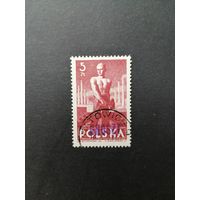 Польша 1950 Марка из серии с надпечаткой "GROSZY" 1947 года Mi.472 "Профессии" (гашение без клея) Mi.580 каталог 5.00 евро