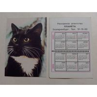 Карманный календарик. Котик.1992 год