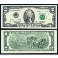США 2 доллара 2003A г. (P-516b, UNC) [seria 2003A, Cleveland, Cabral & Snow]