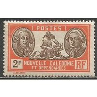 Новая Каледония. Лаперуз и Де Бугенвиль. Мореходы. Парусник L'Astrolabe. 1928г. Mi#163.