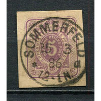 Рейх - 1883-1910 - Цифры 5 Pf. - (с гашением SOMMERFELD) - 1 вырезка с почтовой карточки. Гашеная.  (LOT Gw7)-T3P17