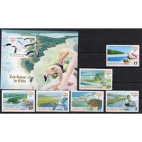 Куба 2007.Туризм. Фауна островов птицы, черепаха 6марок+блок  (4932-37)