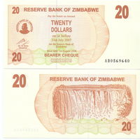 Зимбабве 20 долларов образца 2006(2007) года UNC p40