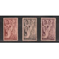 СССР-1938, (Заг.501-503)  * (без клея)   , Авиация, 2-й перелет СССР-США(полная серия)