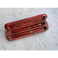 Набор ручка перьевая + ручка шариковая в подарочной коробке из дерева, перо Iridium Point.