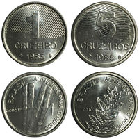 Бразилия 1 крузейро, 1985 ФАО и 5 крузейро, 1985 ФАО [UNC]