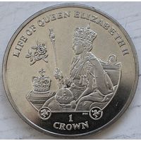 Остров Мэн 1 крона 2012 год "Жизнь Королевы Елизаветы II - Елизавета II с регалиями"