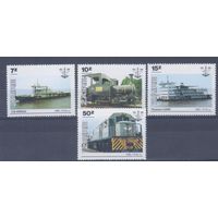 [1853] Заир 1985.Транспорт.Техника. Паровоз.Тепловоз.Корабли. СЕРИЯ MNH