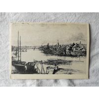 Открытка Фрэнсис Сеймур Хэден (1818 - 1910), Вид из окна Уистлера, 1957 г., тираж - 35000, Изогиз, чистая, есть залом