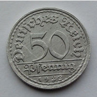 Германия - Веймарская республика 50 пфеннигов. 1922. G