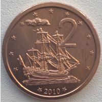 Острова Кука 2 цента 2010 г. Парусник