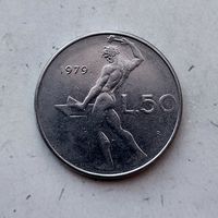 50 лир 1979 года Италия. Итальянская Республика. Красивая монета!