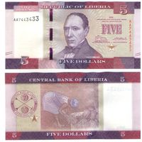 Либерия 5 долларов 2016 год UNC