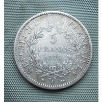 СЕРЕБРО!!! 5 франков 1876г. А, Геркулес и грации