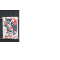 СССР-1965 (Заг.3090Ка)  гаш.(с клеем) ,Спорт, Хоккей, разновидность - "сломаная клюшка"