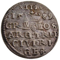 Речь Посполитая: Литва и Польша, трояк (м.д. Рига)/ 3 Grossus (Riga) 1589 г., состояние XF, Жигимонт III, Rarity Level: R2