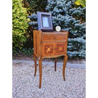 Антикварная Тумбочка / Прикроватный Столик в Стиле Людовика XVI, Франция Маркетри ХХ век.