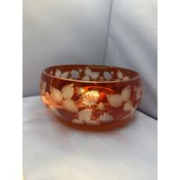 Винтажный салатник красная стекло