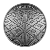 Камерун 2000 франков 2021г. "Барселона". Форма. Монета в капсуле; подарочной рамке - футляре; сертификат; коробка. СЕРЕБРО 62,20гр.(2 oz).