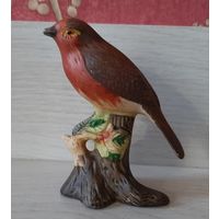 Фигурка птичка малиновка, статуэтка, бисквит, роспись.