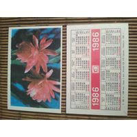 Карманный календарик. Цветы. Грузия .1986 год