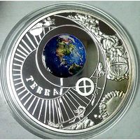 РАСПРОДАЖА!!! - БЕЛАРУСЬ 10 рублей 2012 год "Солнечная Система - ЗЕМЛЯ" (серебро) - PROOF!