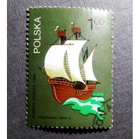 Марка Польша 1974 год Парусник