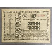 Банкнота 10 марок 1918 год. Гроснотгельд. Веймарская республика