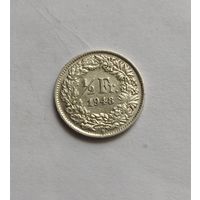1/2 франка. 1948 г 835пр.,Швейцария.