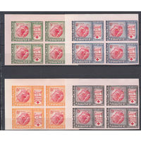 Космос. Красный Крест. Гвинея. 1963. 4 марки б/з в квартблоках. Lollini N 1400 GUI 1-1A (220.0 е).