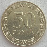 Литва 50 центов 1997 г. Слабый прочекан года