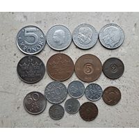 Монеты Швеция 16 штук: 5 крон, 1 крона, 50 эре, 25 эре, 10 эре, 5 эре, 2 эре.