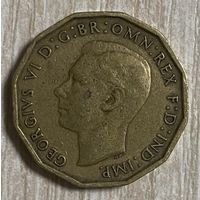 Монета 3 пенса 1941 год. Великобритания. Король Георг VI