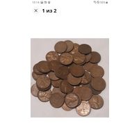 1 цент (пенни) 1957Д США  ролл 50 штук