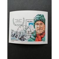 Польша 1988 Блок Mi.106 с маркой "Серебряная олимпийская медаль Ежи Кукучки" (гашение с клеем) Mi.3155 каталог 1.20 евро