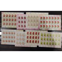 Марки Беларуси 2008 года, полная чистая серия 12-го стандарта в листах, КМ 738 - 743, заказы с 263 -2008 по 270 - 2008. каталог 245 евро