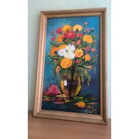 Астры (хризантемы ), холст, масло