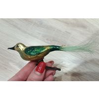 Елочные игрушки стекло, птичка, птица на прищепке