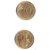 Монеты. Франция 10 сантим 1998 г.