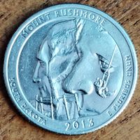США 25 центов (квотер) 2013 г. D. Парк Маунт-Рашмор, Южная Дакота