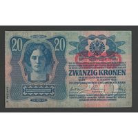 Австрия 20 крон 1919 года. Тип Р-53а. Состояние XF+