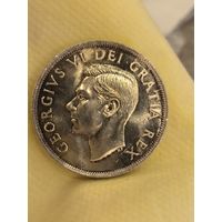 1 доллар 1949 Канада - Присоединение Ньюфаундленда - невероятно красивая! крупное серебро!