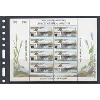 Утка Птицы НАДПЕЧАТКА Охрана Природы 1994 Абхазия MNH 7 м зуб ЛИСТ Проба