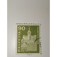 Марка Швейцария 1960 год 90 сантимов с изображением крепости Мунот в Шаффхаузене