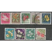 Новая Зеландия. Цветы островов. 1960г. Mi#392-400.