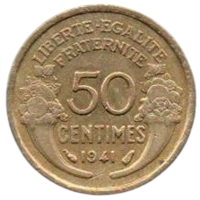 ФРАНЦУЗСКОЕ ГОСУДАРСТВО. 50 САНТИМОВ 1941.